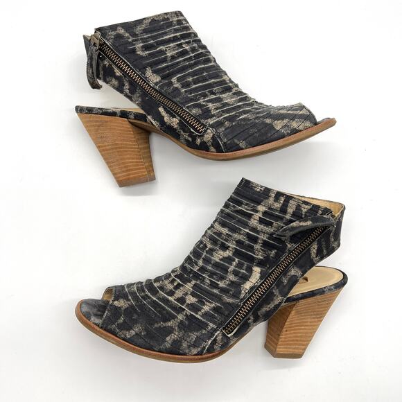 PAUL GREEN Cayanne Peep Toe Bootie Womens 8.5 Leopard Print Leather Slingback - Picture 4 of 14